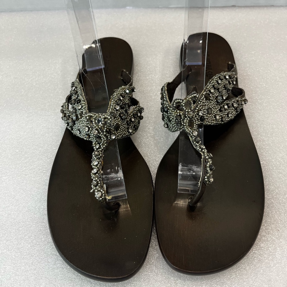 L’autre Chose Beaded Embellished Leather Sandals Made in Italy 40 US 10